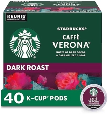 Starbucks Caffè Verona Dark Roast K-Cup Coffee Pods for Keurig Brewers, 100% Arabica, 1 Box (40 Pods)