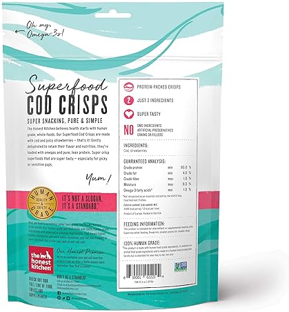 HONEST KITCHEN SUPERFOOD COD & STRAWBERRY CRISPS, 3 OZ