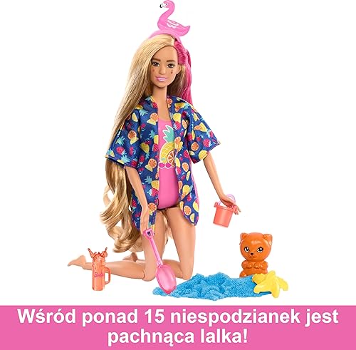 Barbie Pop Reveal Doll & Accessories Gift Set - Fruit Series, Color Change, Scented Doll, Squishy Pet - 15+ Surprises