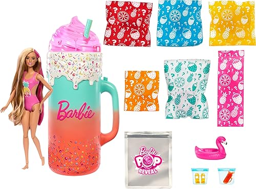 Barbie Pop Reveal Doll & Accessories Gift Set - Fruit Series, Color Change, Scented Doll, Squishy Pet - 15+ Surprises
