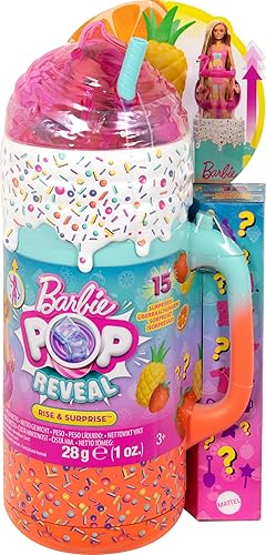 Barbie Pop Reveal Doll & Accessories Gift Set - Fruit Series, Color Change, Scented Doll, Squishy Pet - 15+ Surprises