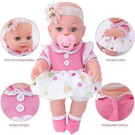 Baby Doll with Bassinet Bed and Accessories for Toddlers 36 Months+