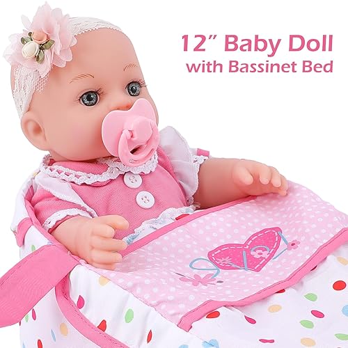 Baby Doll with Bassinet Bed and Accessories for Toddlers 36 Months+