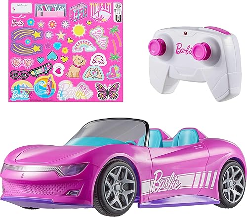 Barbie Hot Wheels Pink RC Convertible Toy Car with Remote Control and Storage Trunk - Fun for Fashion Dolls