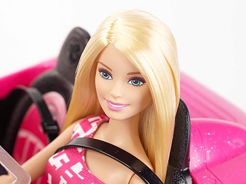 Barbie Sparkly Pink 2-Seater Convertible Playset with Fashion Doll & Glam Details (Amazon Exclusive)