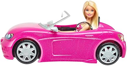 Barbie Sparkly Pink 2-Seater Convertible Playset with Fashion Doll & Glam Details (Amazon Exclusive)