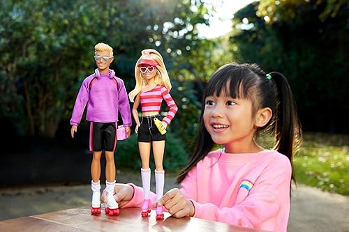 Barbie Fashionistas Set with 2 Dolls & Accessories, Ken Roller-Skating Fashion Doll, 65th Anniversary Collectible