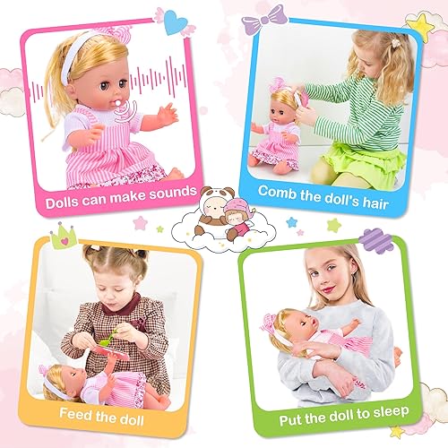 PROOU 36-Piece Baby Care Doll Toy Set with Hair Salon Accessories - Ideal Xmas Gift for Girls 3-6+ Years
