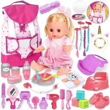 PROOU 36-Piece Baby Care Doll Toy Set with Hair Salon Accessories - Ideal Xmas Gift for Girls 3-6+ Years