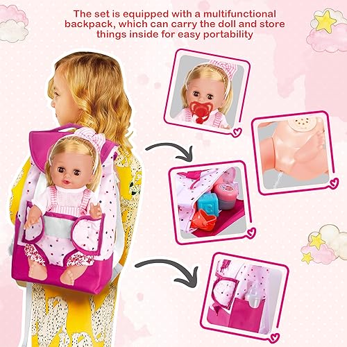 PROOU 36-Piece Baby Care Doll Toy Set with Hair Salon Accessories - Ideal Xmas Gift for Girls 3-6+ Years