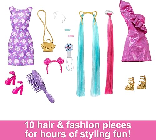 Barbie Fun & Fancy Set: Fashion Doll with Extra-Long Blonde Hair & Styling Accessories