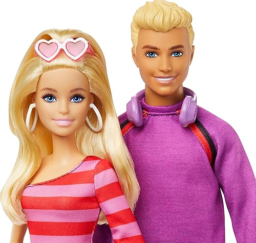 Barbie Fashionistas Set with 2 Dolls, Ken Roller-Skating, 6 Accessories - 65th Anniversary Collectible