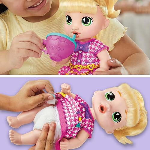 Hasbro Bubbly Tea Party Baby Doll with Teapot Accessories, Blonde Hair, 11 Inches - Ideal for 3+ Year Olds