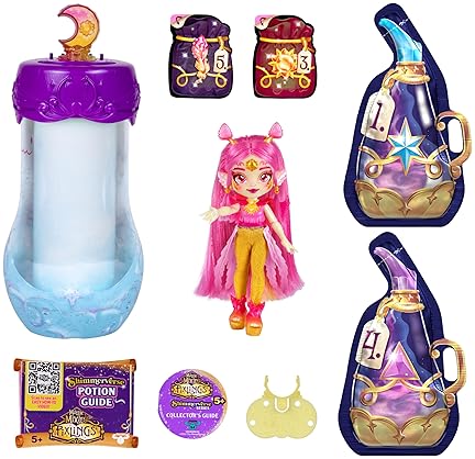 MOOSE TOYS Magic Mixies Pixlings Shimmerverse Series: Create & Mix Magic Potion to Reveal Pheona The Phoenix - 6.5" Shimmerverse Pixling Fashion Doll