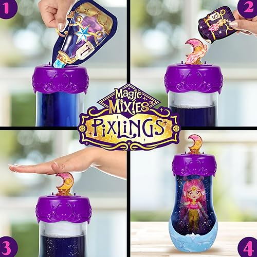 MOOSE TOYS Magic Mixies Pixlings Shimmerverse Series: Create & Mix Magic Potion to Reveal Pheona The Phoenix - 6.5" Shimmerverse Pixling Fashion Doll