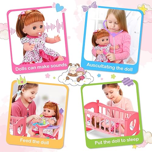 Baby Doll Toys Set with 25Pcs Care Accessories - Perfect Gift for Kids 3-6 Years Old