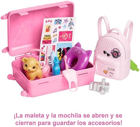 Barbie Doll Travel Set with Puppy and Accessories - Malibu Barbie with Blonde Hair