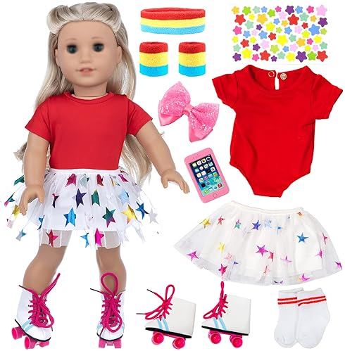 OTTOON 18-Inch Girl Doll Travel Skating Play Set - 7PC Outdoor Accessories (Doll Not Included)