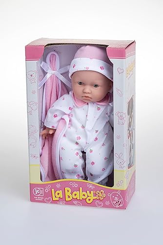JC Toys La Baby Caucasian Doll Set with Washable Pink Outfit - Ideal for Kids 12 Months +