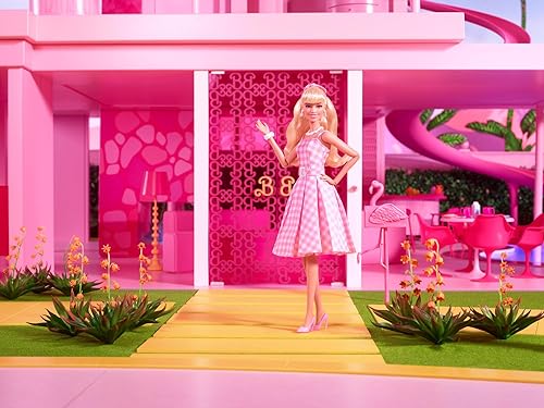 Barbie Movie Doll Margot Robbie Collectible in Pink Gingham Dress
