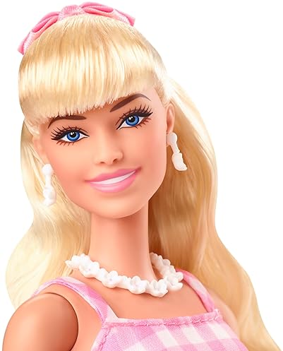 Barbie Movie Doll Margot Robbie Collectible in Pink Gingham Dress