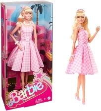 Barbie Movie Doll Margot Robbie Collectible in Pink Gingham Dress