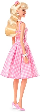Barbie Movie Doll Margot Robbie Collectible in Pink Gingham Dress