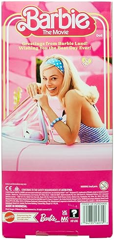 Barbie Movie Doll Margot Robbie Collectible in Pink Gingham Dress