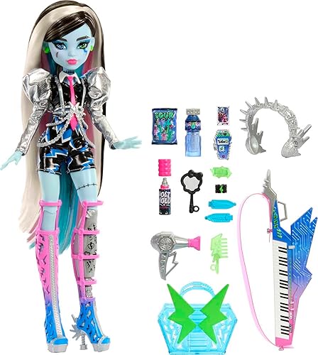 Monster High Amped Up Frankie Stein Rockstar Doll with Instrument & Accessories