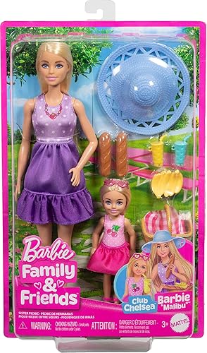 Barbie Picnic Playset with Dolls, Accessories & Food - 9 Pieces