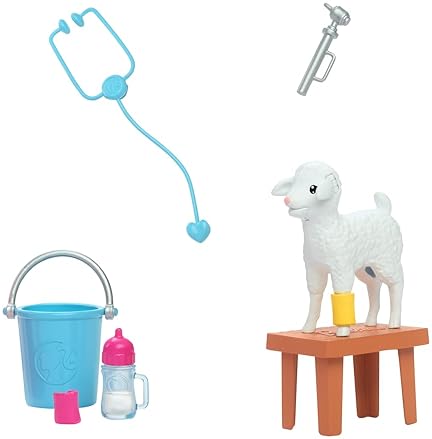 Barbie 65th Anniversary Farm Veterinarian Playset with Blonde Doll & 10 Accessories