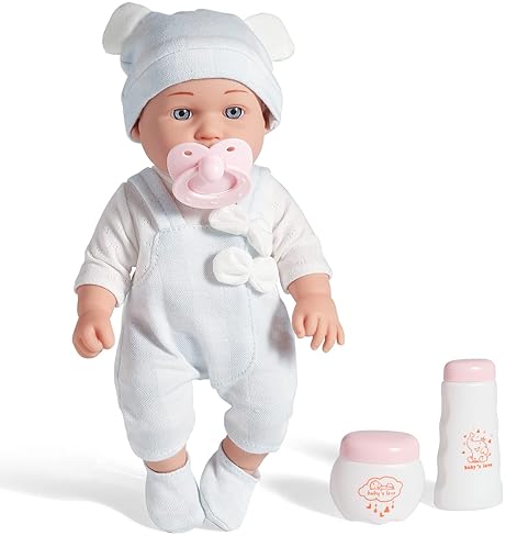 Baby Doll Playset with Accessories - Boy and Girl Dolls, Powder Bottles, Pacifiers - Ideal Gift for Kids 3+