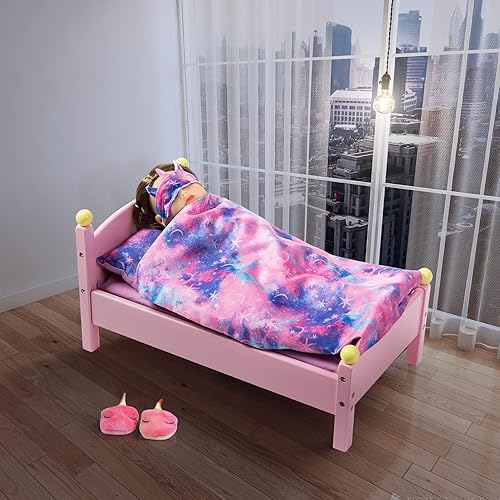 K.T FANCY 8-Piece 18 Inch Girl Doll Clothes & Accessories Set for Sleepover Fun