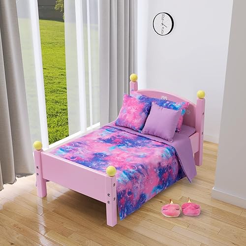 K.T FANCY 8-Piece 18 Inch Girl Doll Clothes & Accessories Set for Sleepover Fun