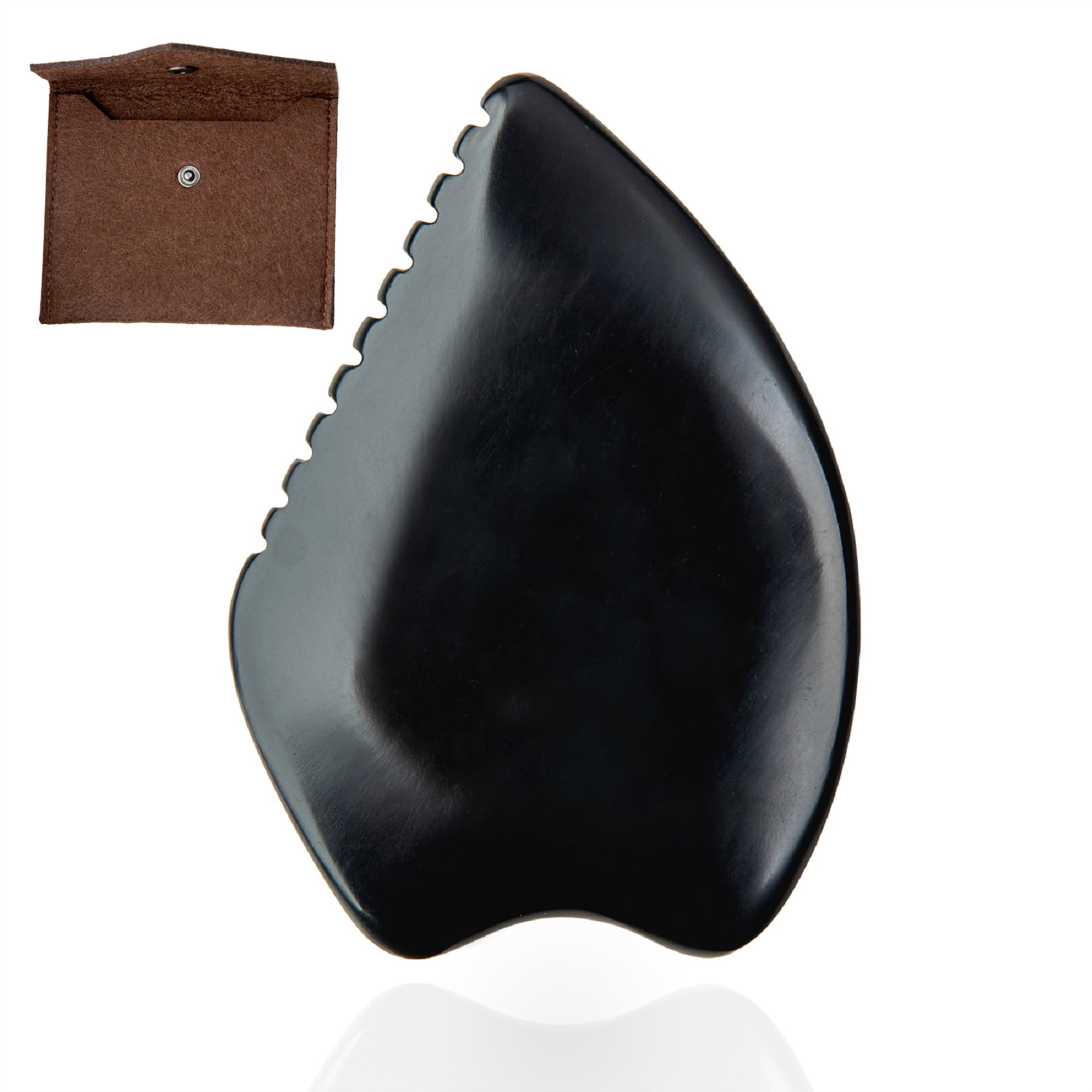 Seaside Brother Bian Stone Gua Sha Massage Tools Set - Traditional Black Scraper for Facial and Body