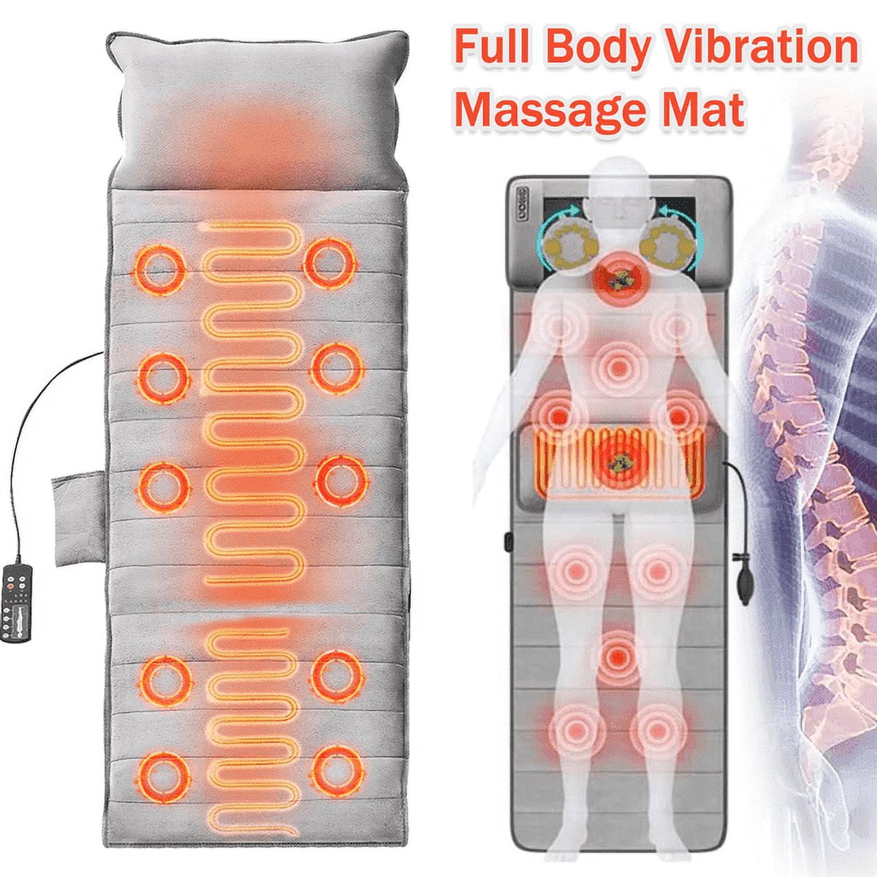 Hinzonek Electric Full Body Massage Mat with Far Infrared Heat & Vibration - 9 Motors