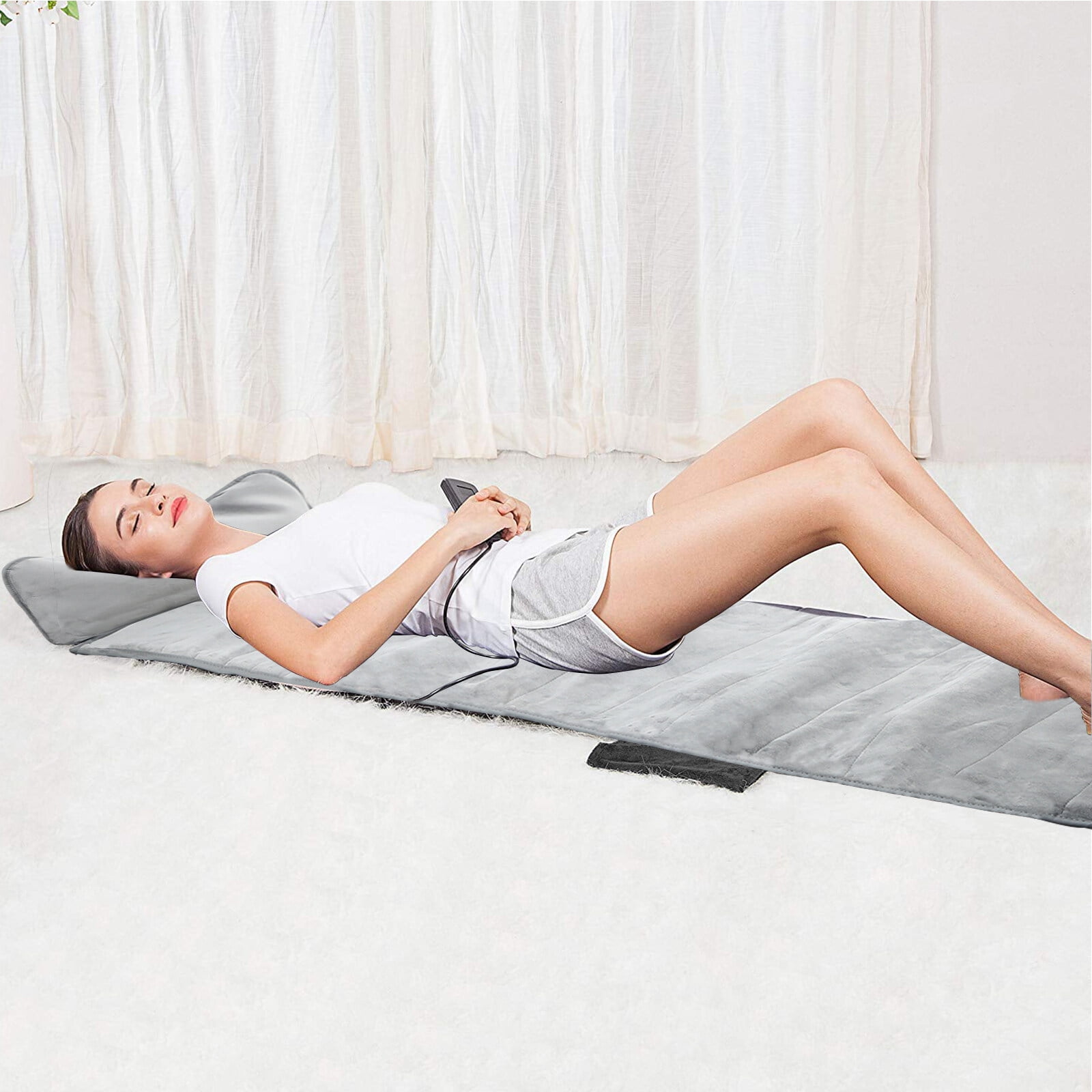 Hinzonek Electric Full Body Massage Mat with Far Infrared Heat & Vibration - 9 Motors