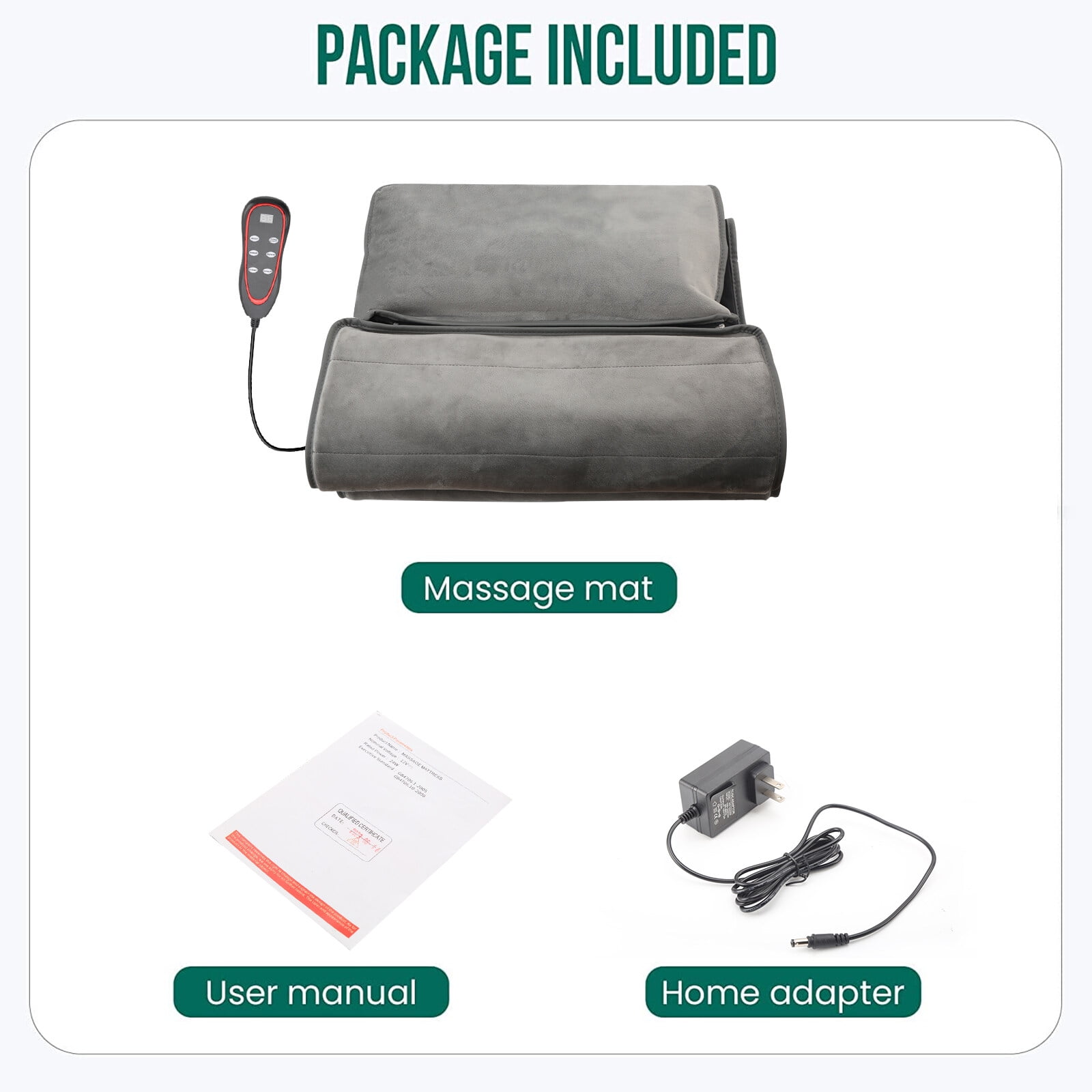 Hinzonek Electric Full Body Massage Mat with Far Infrared Heat & Vibration - 9 Motors