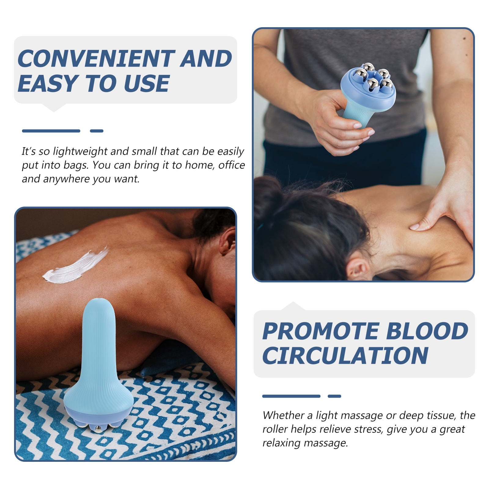 MLINS Blue Steel Ball Rolling Hand Massager for Fitness - MLINS Massage Roller