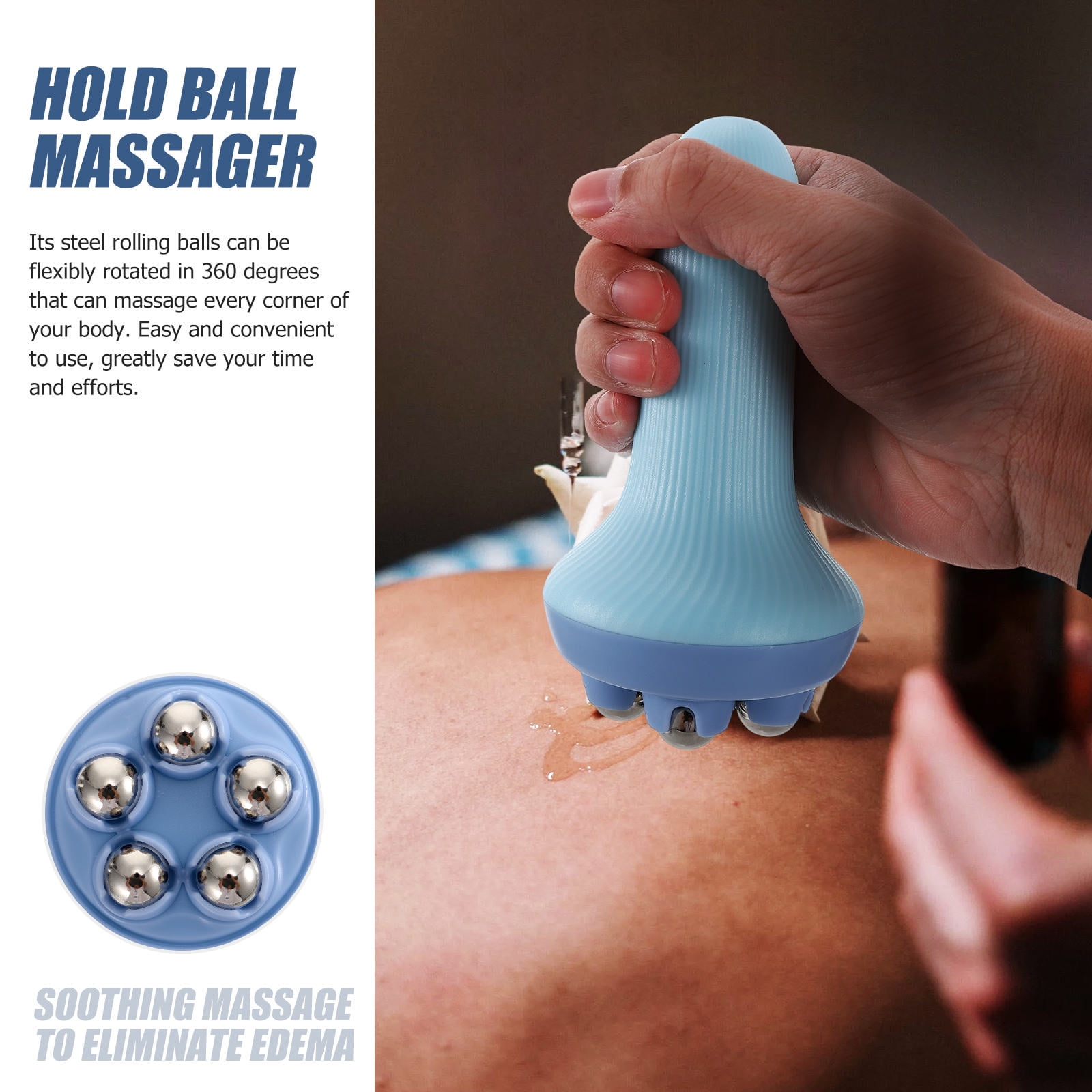 MLINS Blue Steel Ball Rolling Hand Massager for Fitness - MLINS Massage Roller