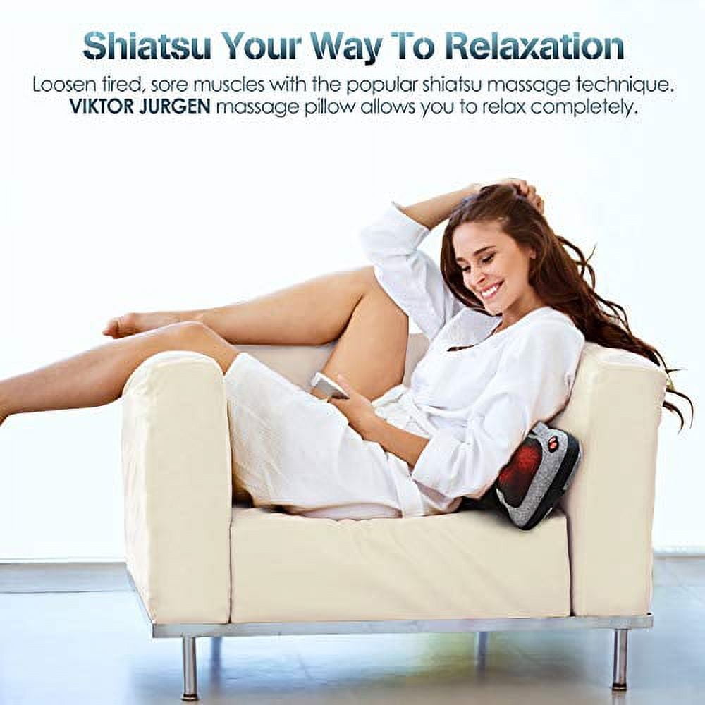 Victor jurgen Electric Shiatsu Back Massager with Heat - Deep Kneading Neck & Shoulder Massager - Full Body Muscle Relief - Gift for Men & Women - Deep Gray