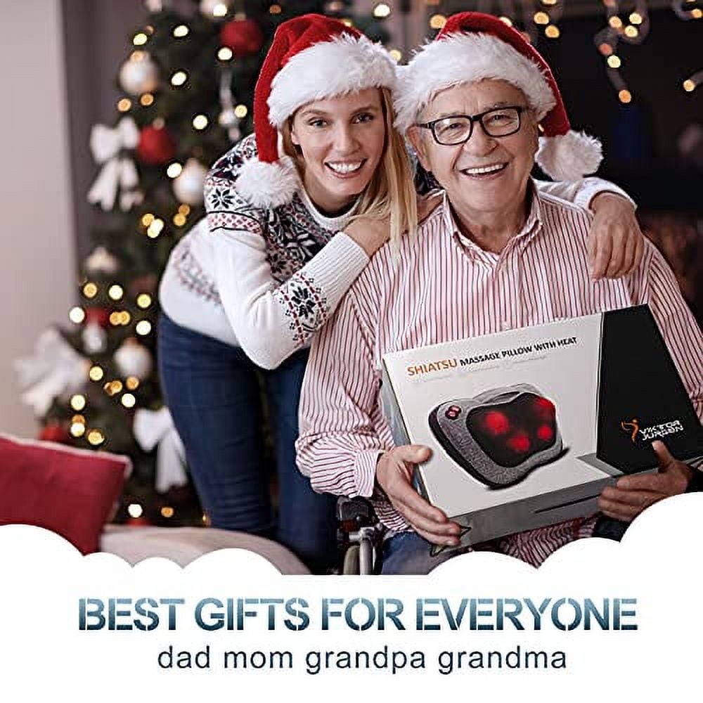 Victor jurgen Electric Shiatsu Back Massager with Heat - Deep Kneading Neck & Shoulder Massager - Full Body Muscle Relief - Gift for Men & Women - Deep Gray