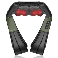 Nekteck Shiatsu Neck & Back Massager with Heat - Green, for Car, Office & Home