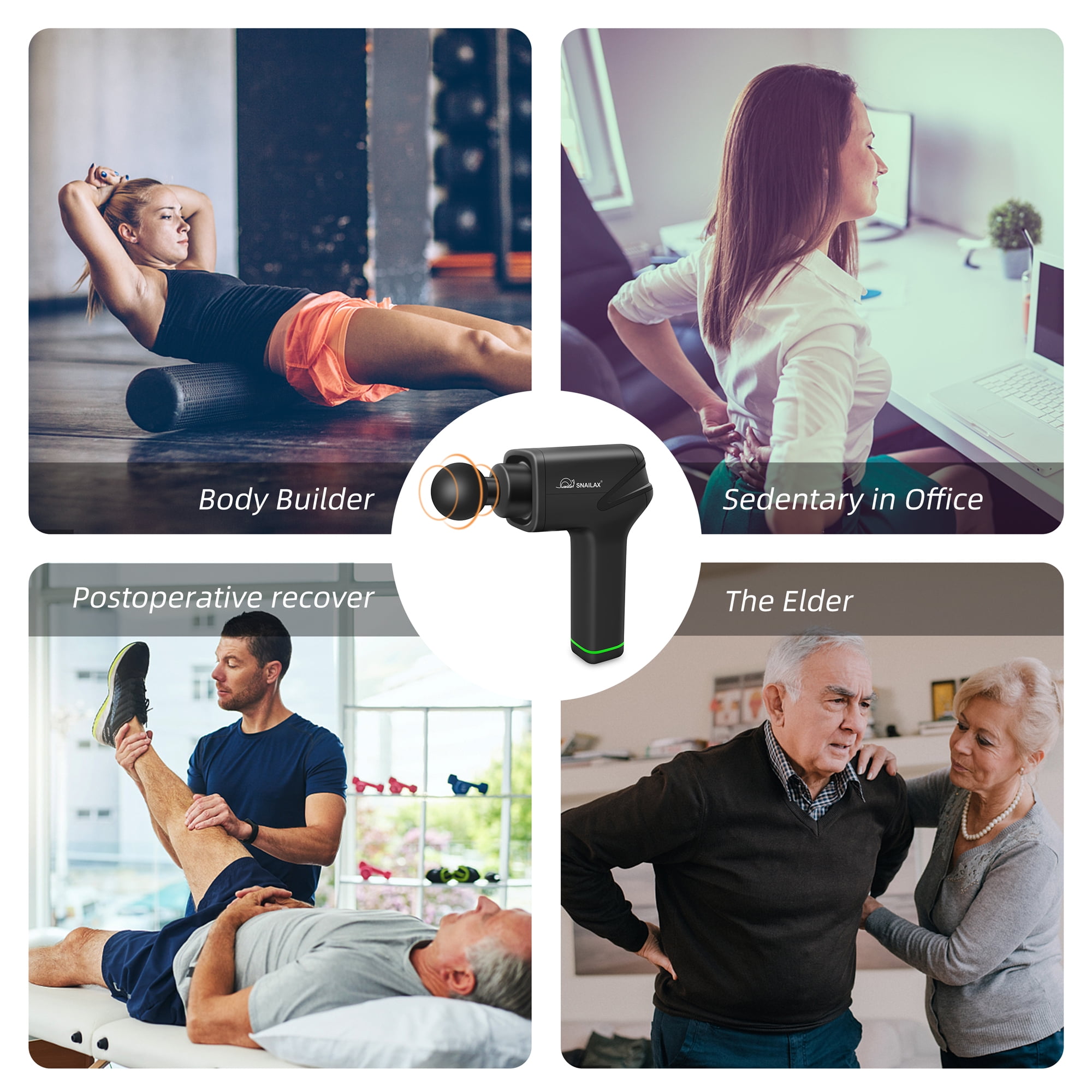 Snailax Cordless Massage Gun for Athletes | Deep Tissue Pain Relief | Christmas Gift