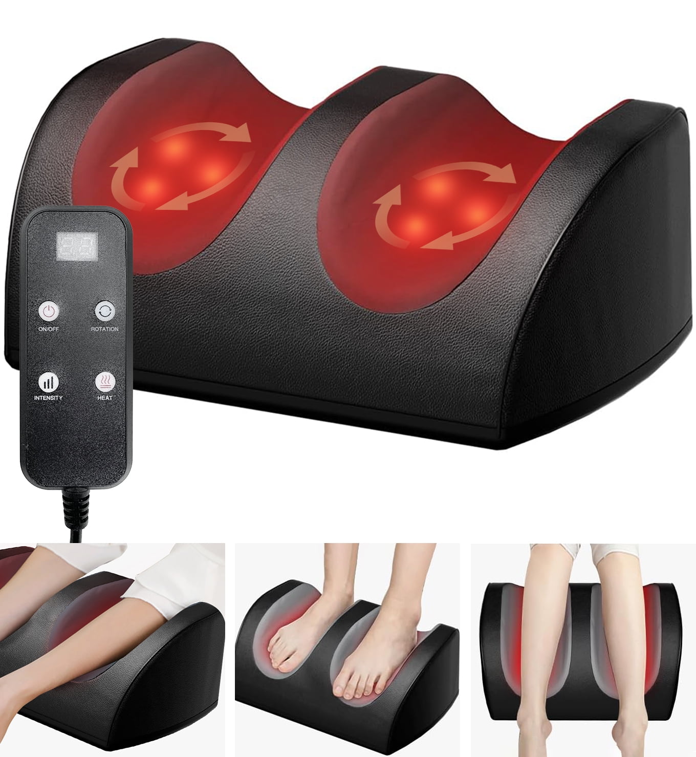 LAOBEN Electric Shiatsu Foot Massager with Heat & Remote Control, Black