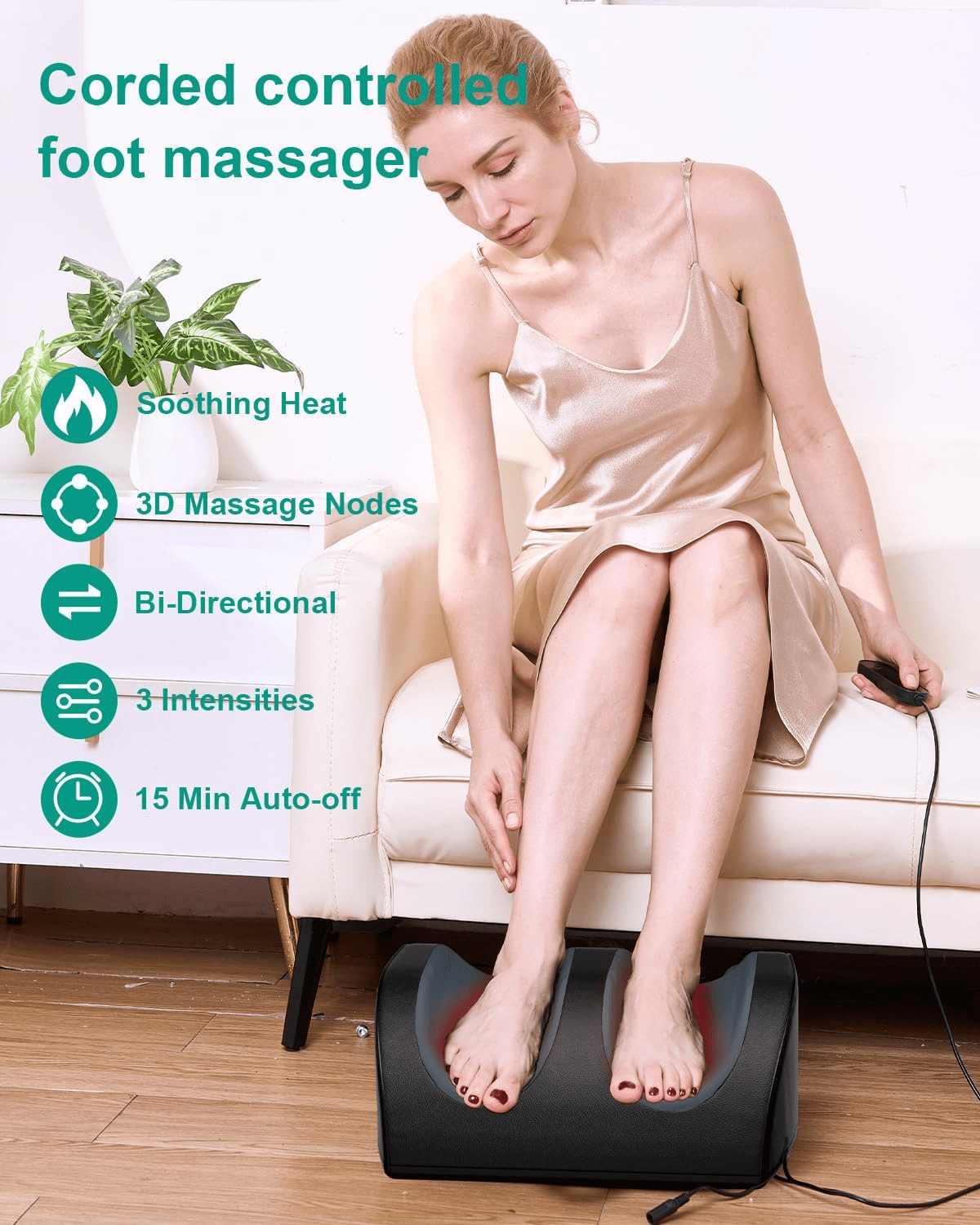 LAOBEN Electric Shiatsu Foot Massager with Heat & Remote Control, Black