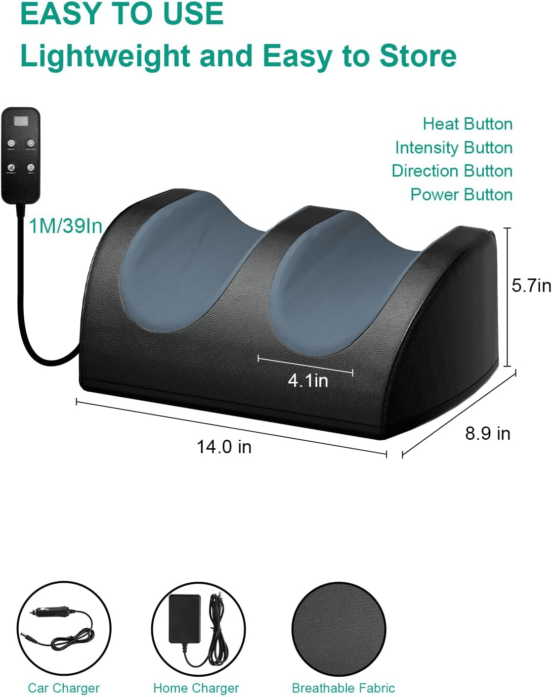 LAOBEN Electric Shiatsu Foot Massager with Heat & Remote Control, Black