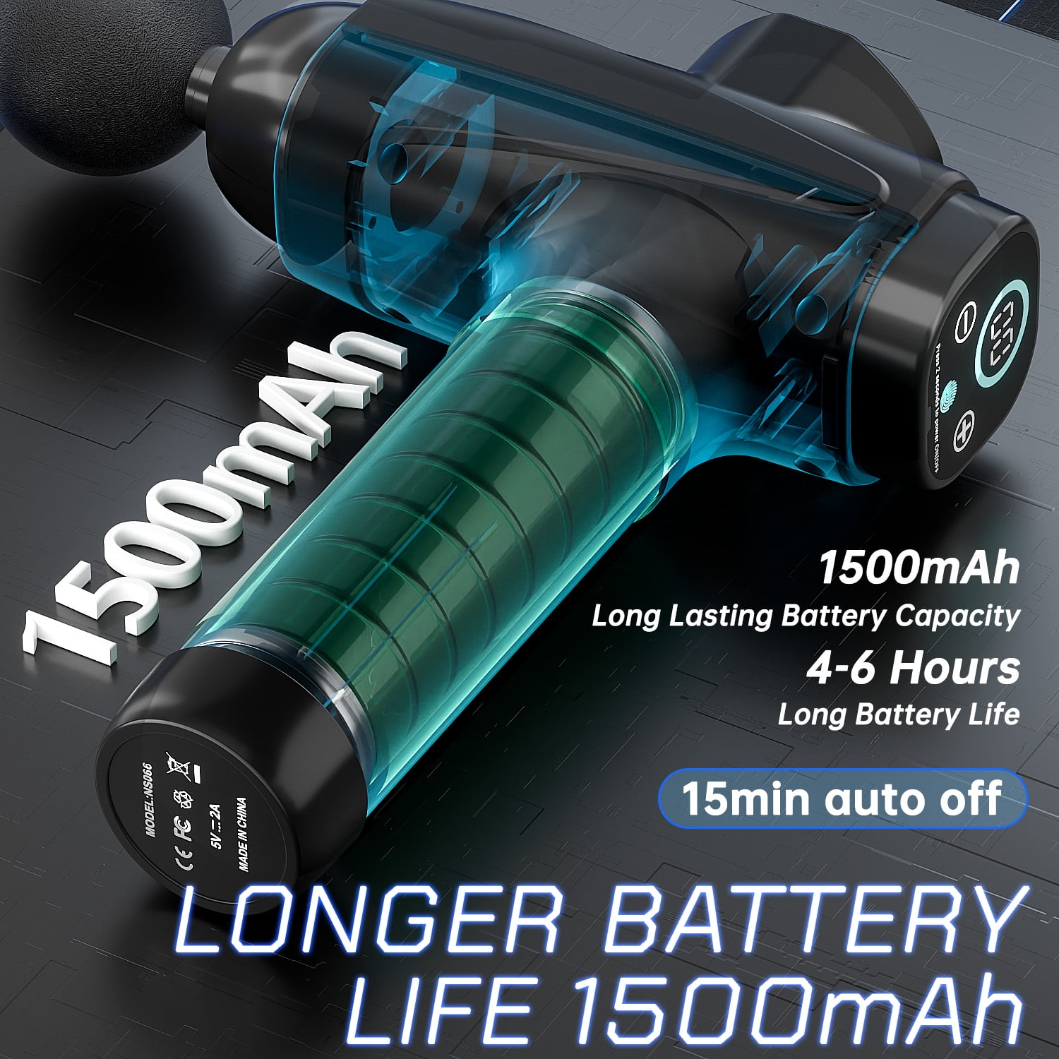 CSHIDWORLD POWERFUL DEEP TISSUE MASSAGE GUN WITH 10 HEADS, 30 SPEEDS, LED SCREEN - BLACK