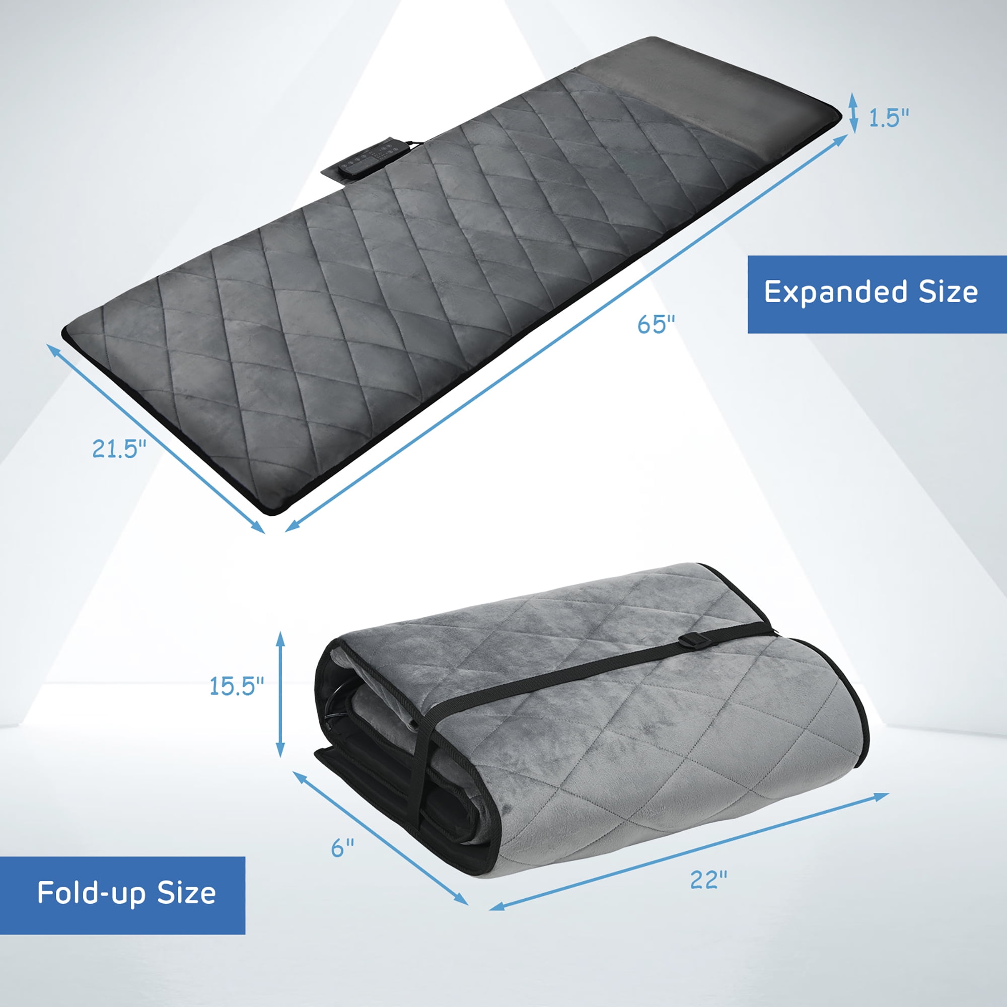 Gymax Foldable Full Body Massage Mat with 10 Vibration Motors & 3 Heating Pads