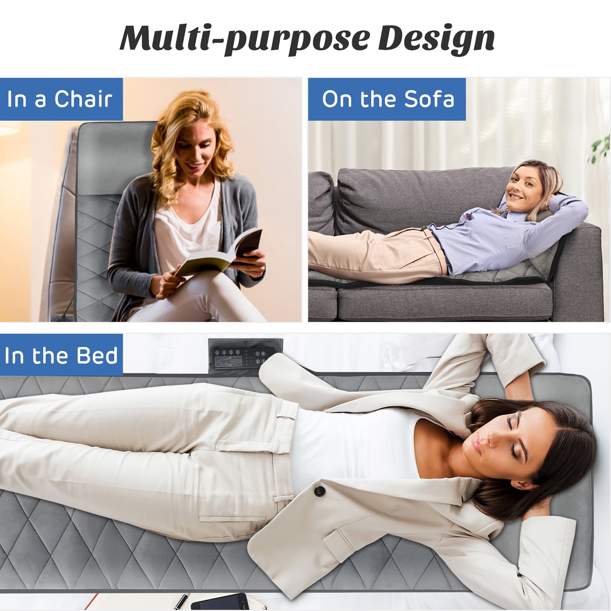 Gymax Foldable Full Body Massage Mat with 10 Vibration Motors & 3 Heating Pads